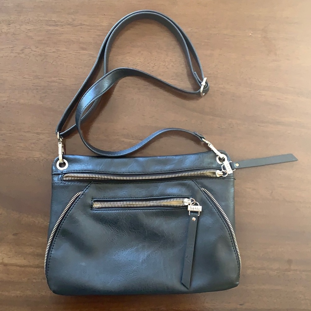 Nicole Miller Black Leather Crossbody like new!